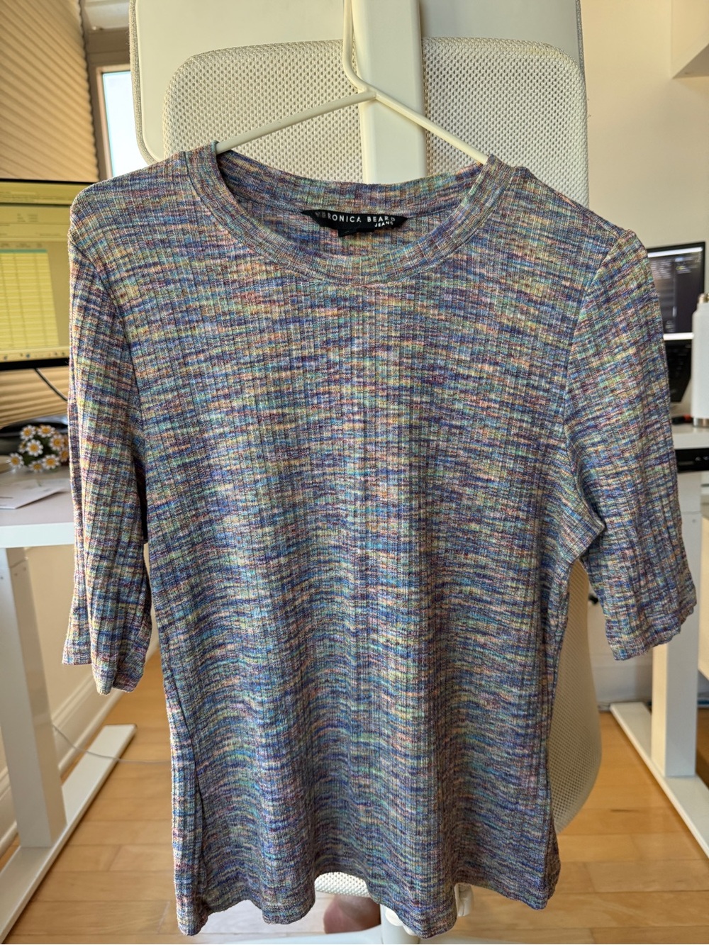 Veronica Beard Pastel Multistripe Short Sleeve Tee